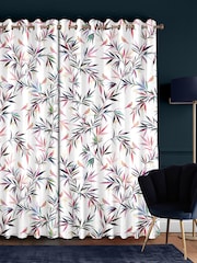 Sara Miller White 100% Cotton Bamboo Made to Measure Curtains - Image 2 of 9