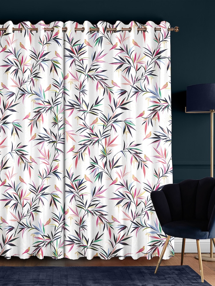 Sara Miller White 100% Cotton Bamboo Made to Measure Curtains - Image 2 of 9