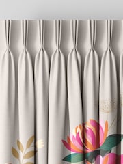 Sara Miller Pale Grey 100% Cotton Peony Border Made to Measure Curtains - Image 5 of 9