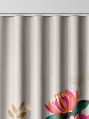 Sara Miller Pale Grey 100% Cotton Peony Border Made to Measure Curtains - Image 8 of 9