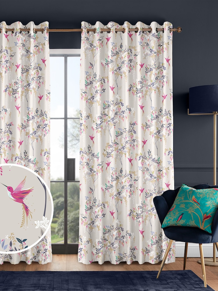 Sara Miller Oyster Hummingbird Made to Measure Curtains - Image 1 of 9