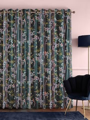 Sara Miller Dark Green Linear Made to Measure Curtains - Image 2 of 9