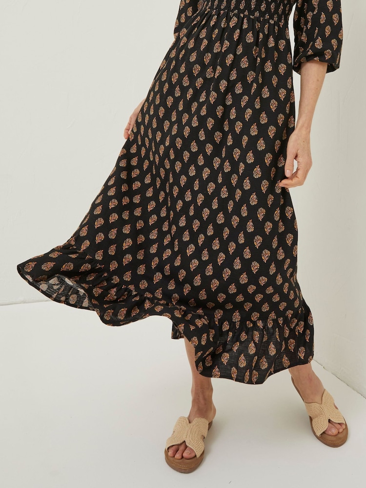 FatFace Black/Gold Adele Midi Dress - Image 5 of 5