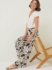 FatFace Brown Bold Ikat Isla Wide Leg Trousers - Image 1 of 5