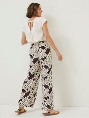 FatFace Brown Bold Ikat Isla Wide Leg Trousers - Image 2 of 5