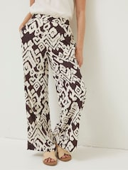 FatFace Brown Bold Ikat Isla Wide Leg Trousers - Image 3 of 5