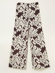 FatFace Brown Bold Ikat Isla Wide Leg Trousers - Image 5 of 5