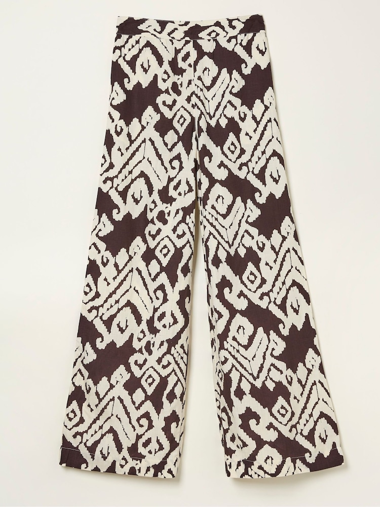 FatFace Brown Bold Ikat Isla Wide Leg Trousers - Image 5 of 5