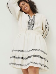 FatFace Natural Devin Embroidered Dress - Image 3 of 6