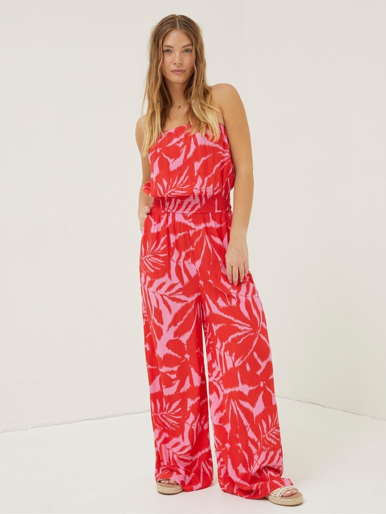 FatFace Red Bennie Ikat Jumpsuit - Image 1 of 4