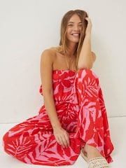 FatFace Red Bennie Ikat Jumpsuit - Image 3 of 4