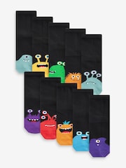 Black/Bright Monsters Cotton Rich Socks 10 Pack - Image 1 of 11