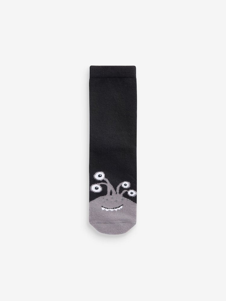 Black/Blues Monsters Cotton Rich Cushioned Socks 7 Pack - Image 2 of 8