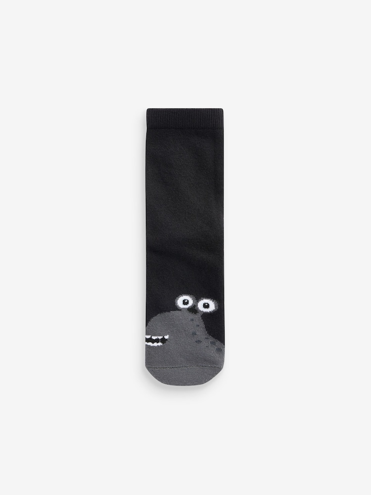 Monstres noir/bleu - Paquet de chaussettes rembourrées en coton riche 7 - Image 4 of 8