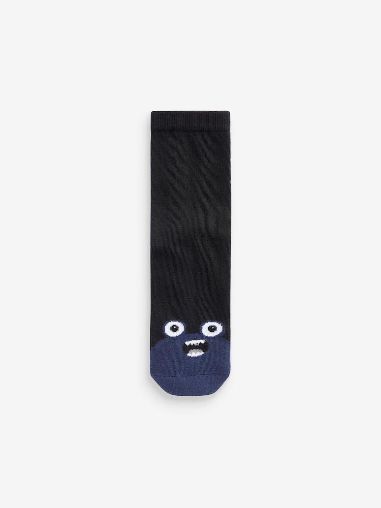 Monstres noir/bleu - Paquet de chaussettes rembourrées en coton riche 7 - Image 5 of 8