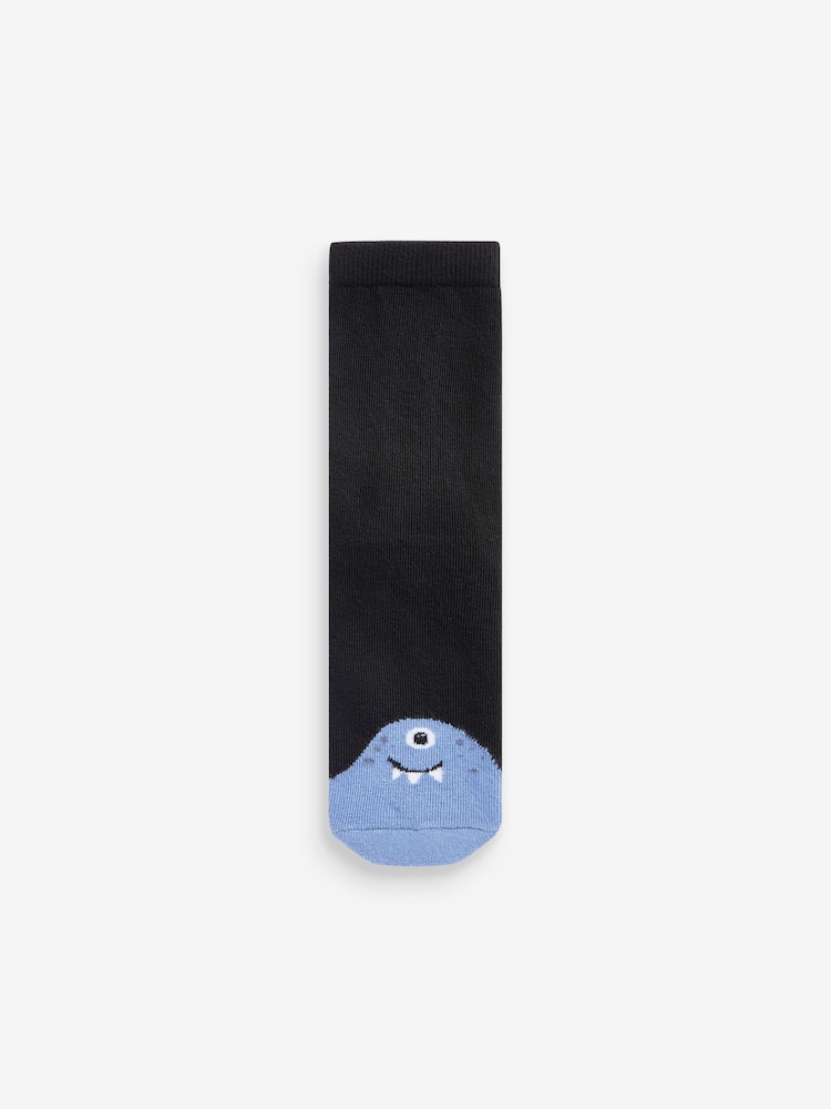 Black/Blues Monsters Cotton Rich Cushioned Socks 7 Pack - Image 8 of 8