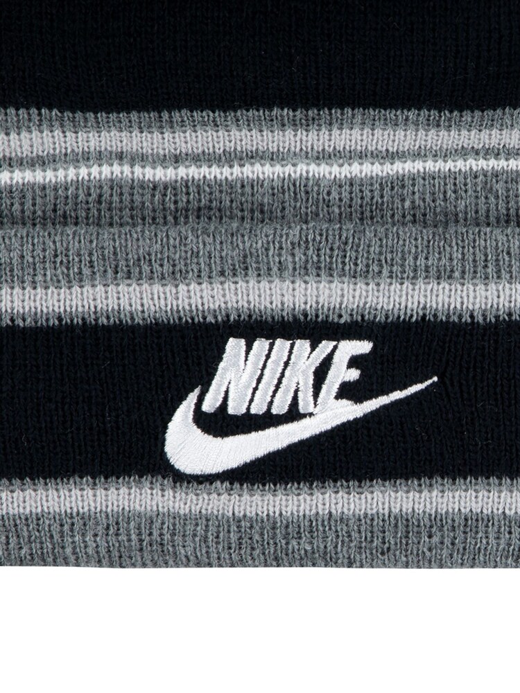 Nike Grey Kids Multi Stripe Beanie Hat and Gloves Set - Image 4 of 4