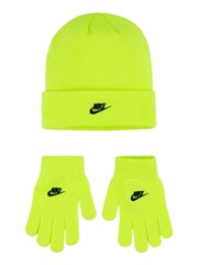 Nike Yellow Kids Club Beanie Hat and Gloves Set - Image 1 of 3