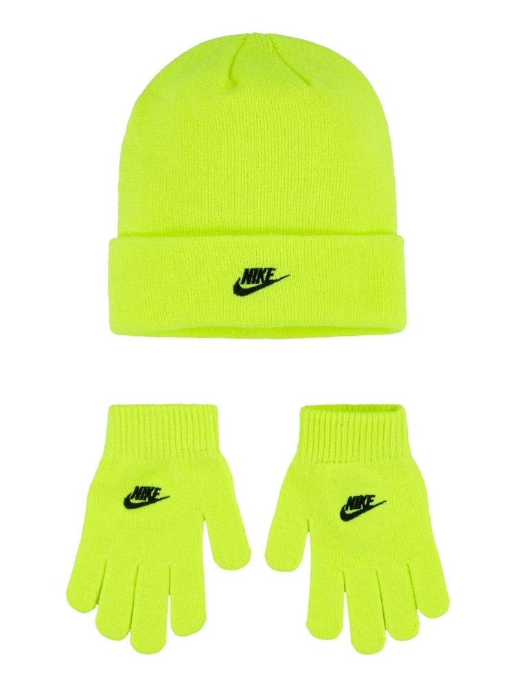 Nike Yellow Kids Club Beanie Hat and Gloves Set - Image 1 of 3