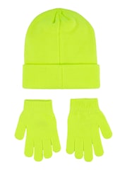 Nike Yellow Kids Club Beanie Hat and Gloves Set - Image 2 of 3