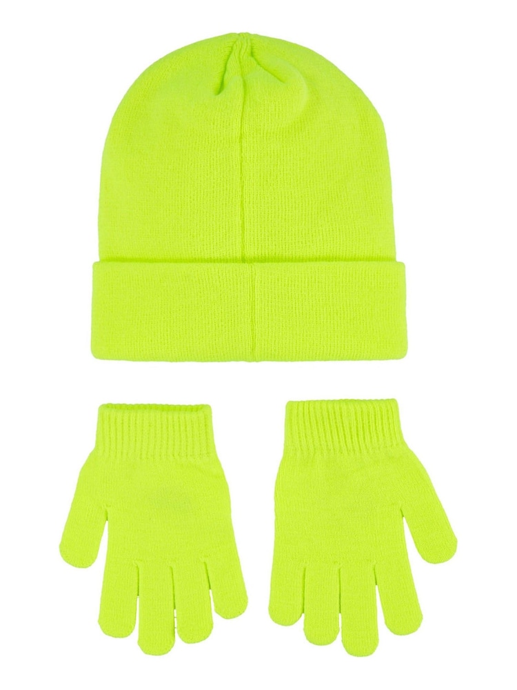 Nike Yellow Kids Club Beanie Hat and Gloves Set - Image 2 of 3