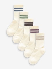 Nude White Cushioned Footbed Cotton Rich Ribbed Socks 5 Pack - Image 1 of 1