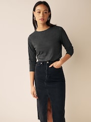 Charcoal Grey The Everyday Crew Neck Long Sleeve Top - Image 1 of 5