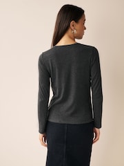 Charcoal Grey The Everyday Crew Neck Long Sleeve Top - Image 3 of 5