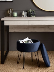 Opulent Velvet Dark Navy Blue Matson Storage Stool - Image 3 of 5