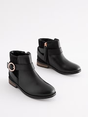 Black Wide Fit (G) Leather Ankle Boots - Image 1 of 11