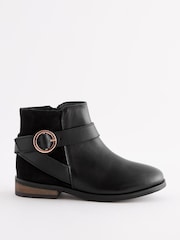 Black Wide Fit (G) Leather Ankle Boots - Image 2 of 11