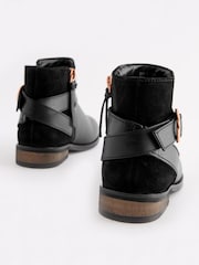 Black Wide Fit (G) Leather Ankle Boots - Image 3 of 11