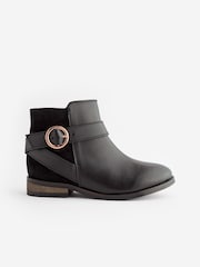 Black Wide Fit (G) Leather Ankle Boots - Image 7 of 11