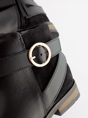 Black Wide Fit (G) Leather Ankle Boots - Image 9 of 11