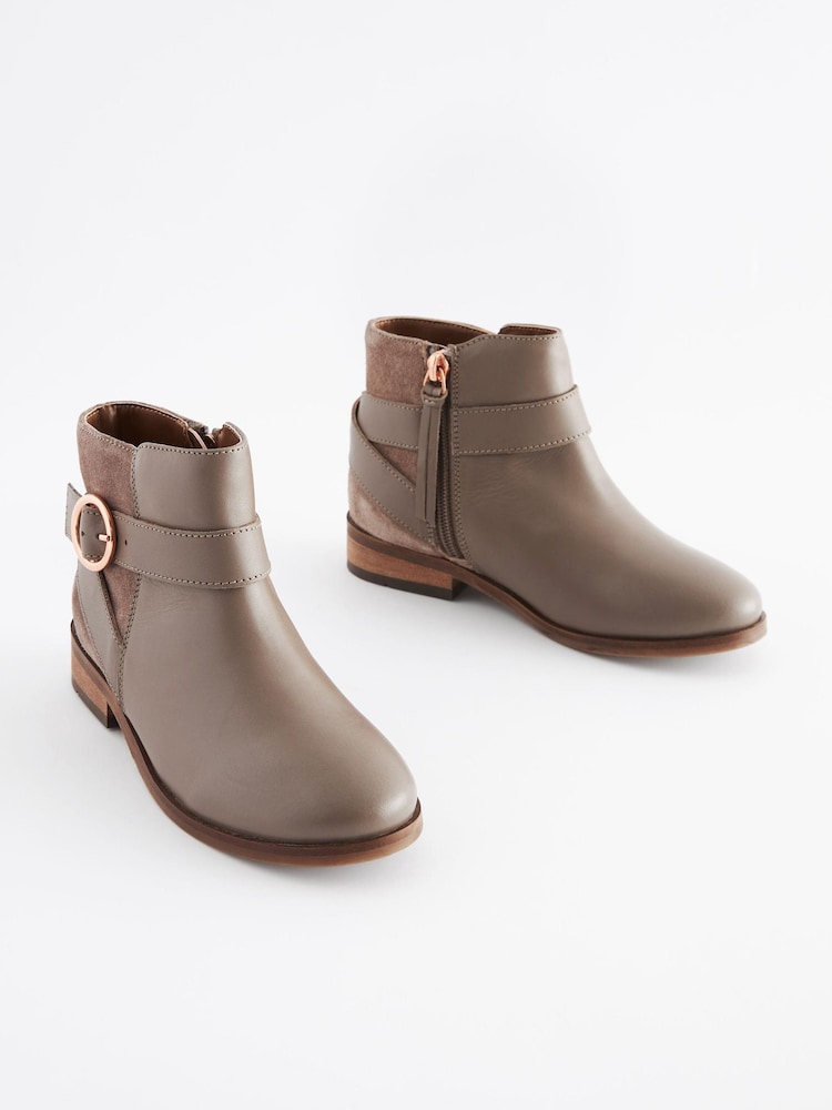 Neutral Brown Wide Fit (G) Leather Ankle Boots - Image 1 of 5