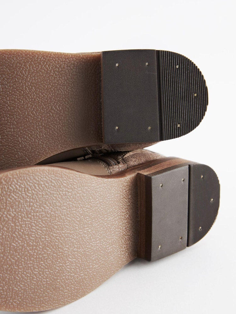 Neutral Brown Wide Fit (G) Leather Ankle Boots - Image 5 of 5