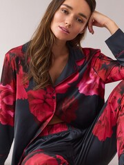 B by Ted Baker Teal Blue Floral Satin Button Through Pyjamas Set - Image 6 of 14