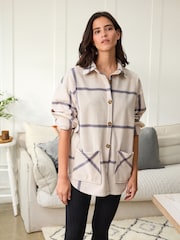 Neutral Check Fleece Shacket - Image 2 of 8