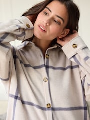 Neutral Check Fleece Shacket - Image 5 of 8