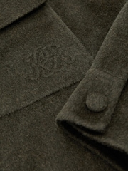 Reiss Dark Green Warner Monogram Wool-Blend Press-Stud Overshirt - Image 7 of 7