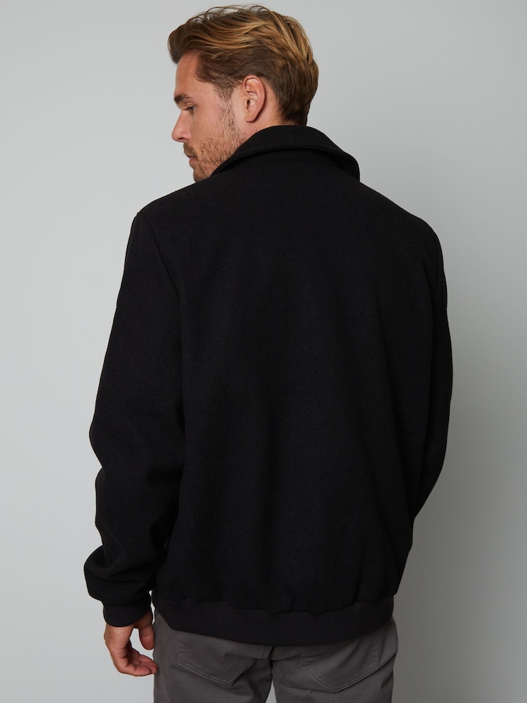 Threadbare Black Collared Bomber Style Shacket - Image 2 of 4