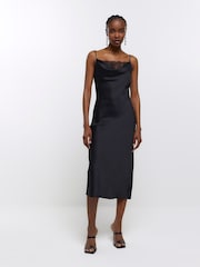River Island Black Lace Cowl Neck Slip Dress - Image 3 of 5