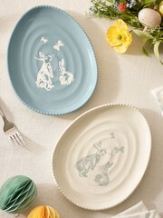 Set of 2 Blue Easter Egg Shaped Bunny Side Plates - Image 2 of 5