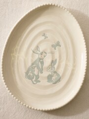 Set of 2 Blue Easter Egg Shaped Bunny Side Plates - Image 3 of 5