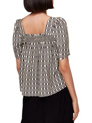 Whistles Black Link Check Square Neck Top - Image 2 of 4