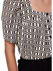 Whistles Black Link Check Square Neck Top - Image 3 of 4