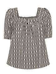 Whistles Black Link Check Square Neck Top - Image 4 of 4