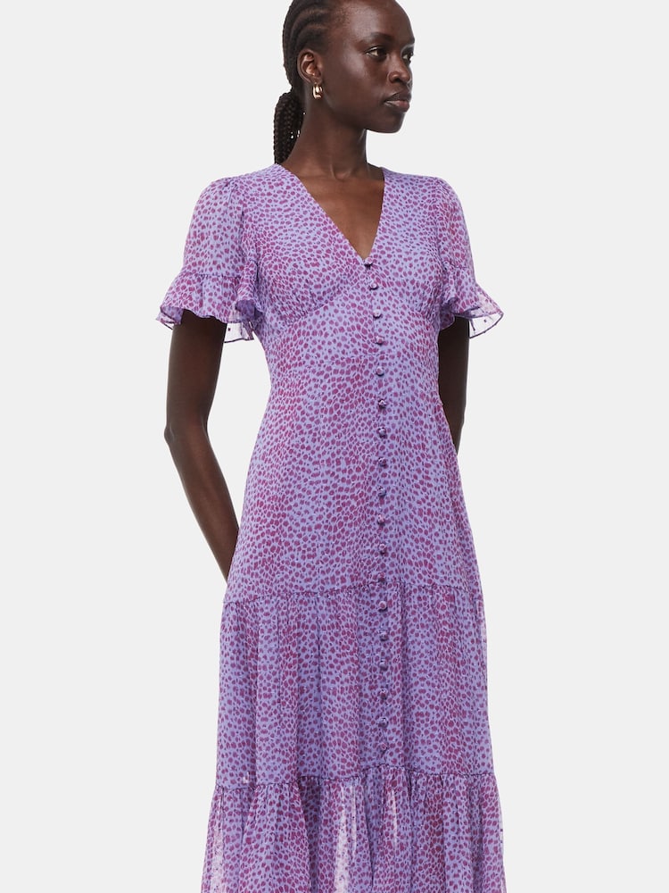 Whistles Purple Sketched Cheetah Print Dobby Dress - Image 2 of 2