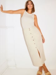 F&F FW Bridge Octavia Neutral Denim Midi Skirt - Image 1 of 7