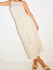 F&F FW Bridge Octavia Neutral Denim Midi Skirt - Image 4 of 7